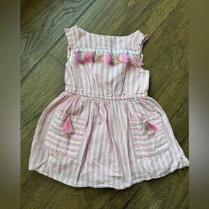 Pink Striped Kids Casual Dress